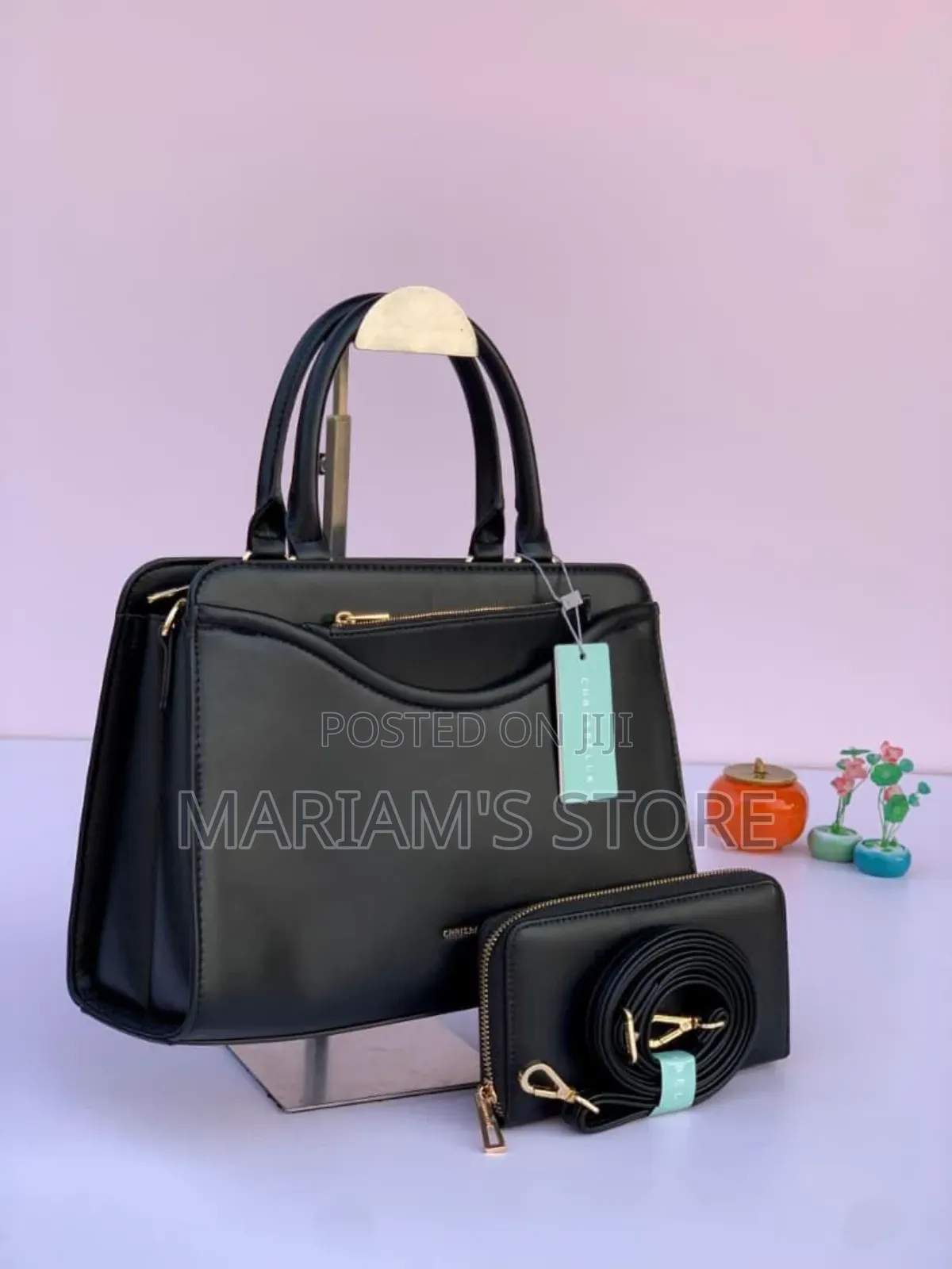 Chrisbella Handbag Set Includes a Matching Wallet and Long Strap