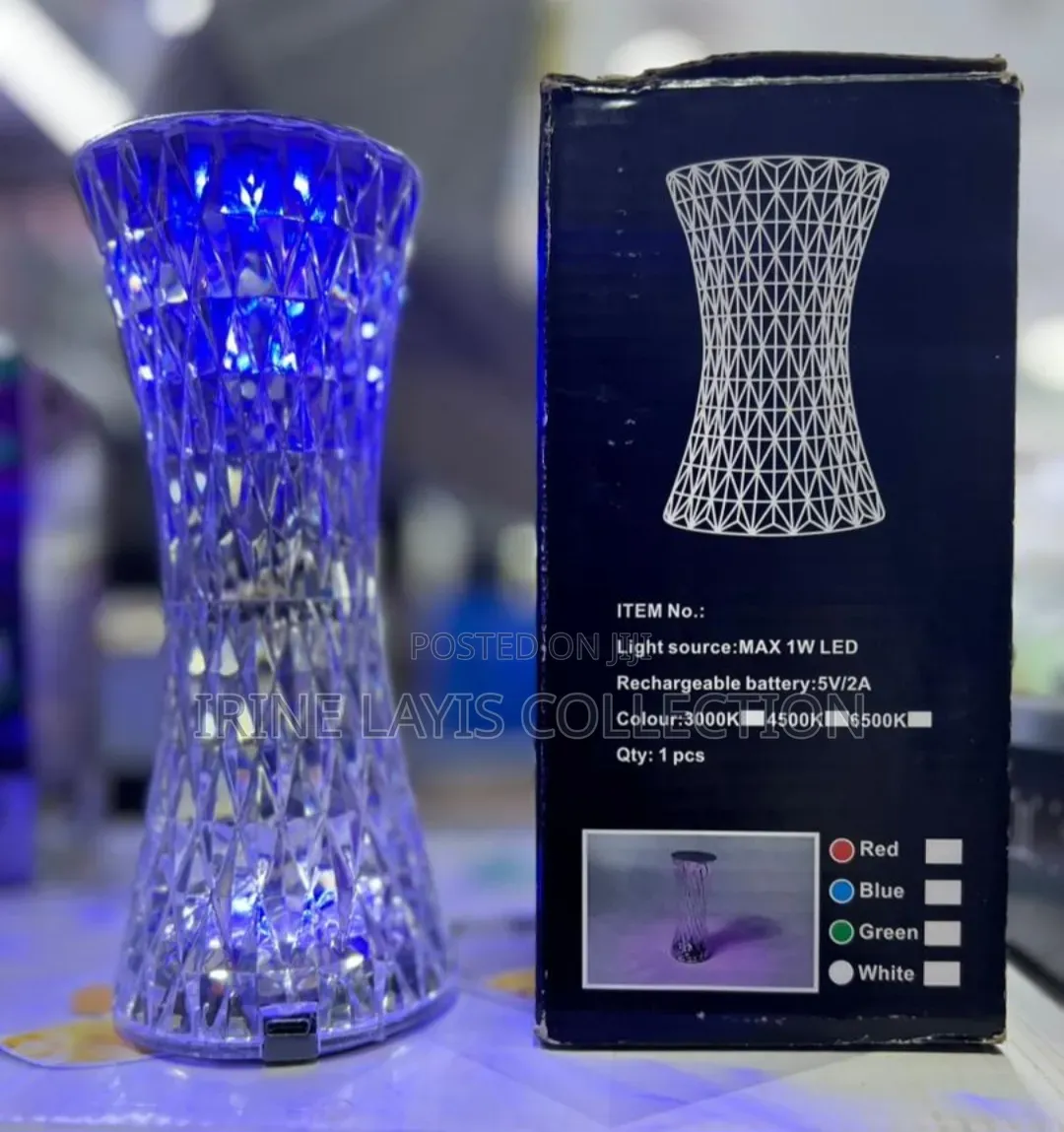 Usb-Rechargeable Diamond-Cut Led Table Lamp With 1w Led Light Source.
