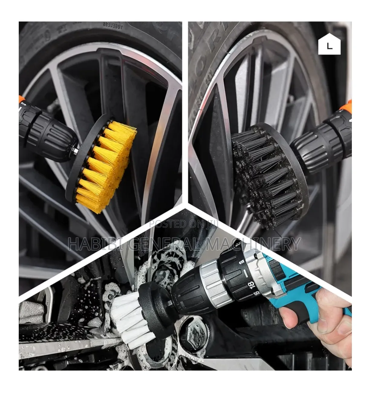 Drill Brush Attachments Car Detailing Brush Kit With Scrub Sponges
