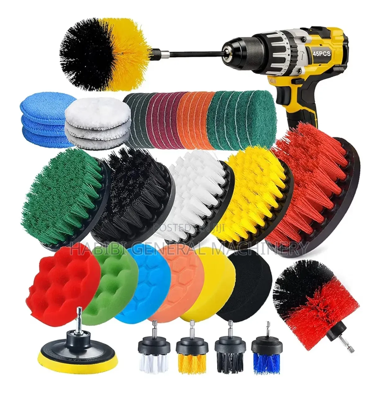 Drill Brush Attachments Car Detailing Brush Kit With Scrub Sponges
