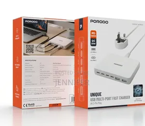 Porodo Velora 100w 4x Usb-C 2x Usb-a Gan Wall Charger