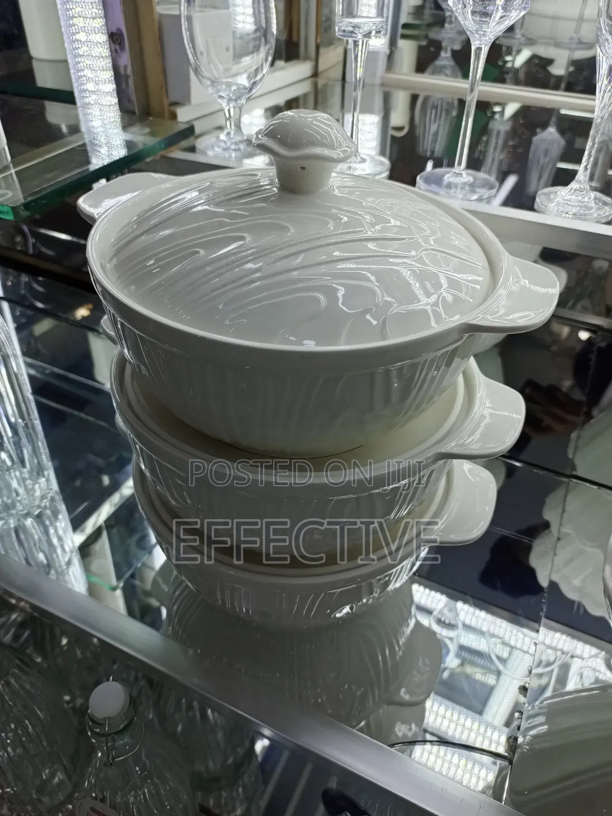 White Ceramic Casserole Serving Dishes.