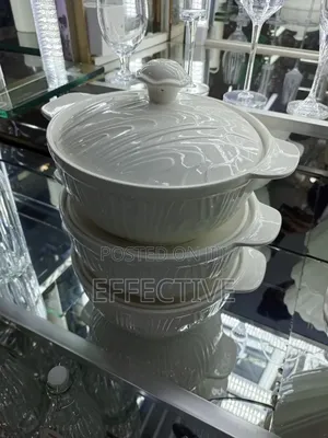 White Ceramic Casserole Serving Dishes.