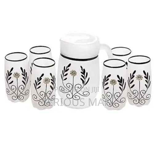 6 Piece Glasses and 1piece Jug Water Set-Black.