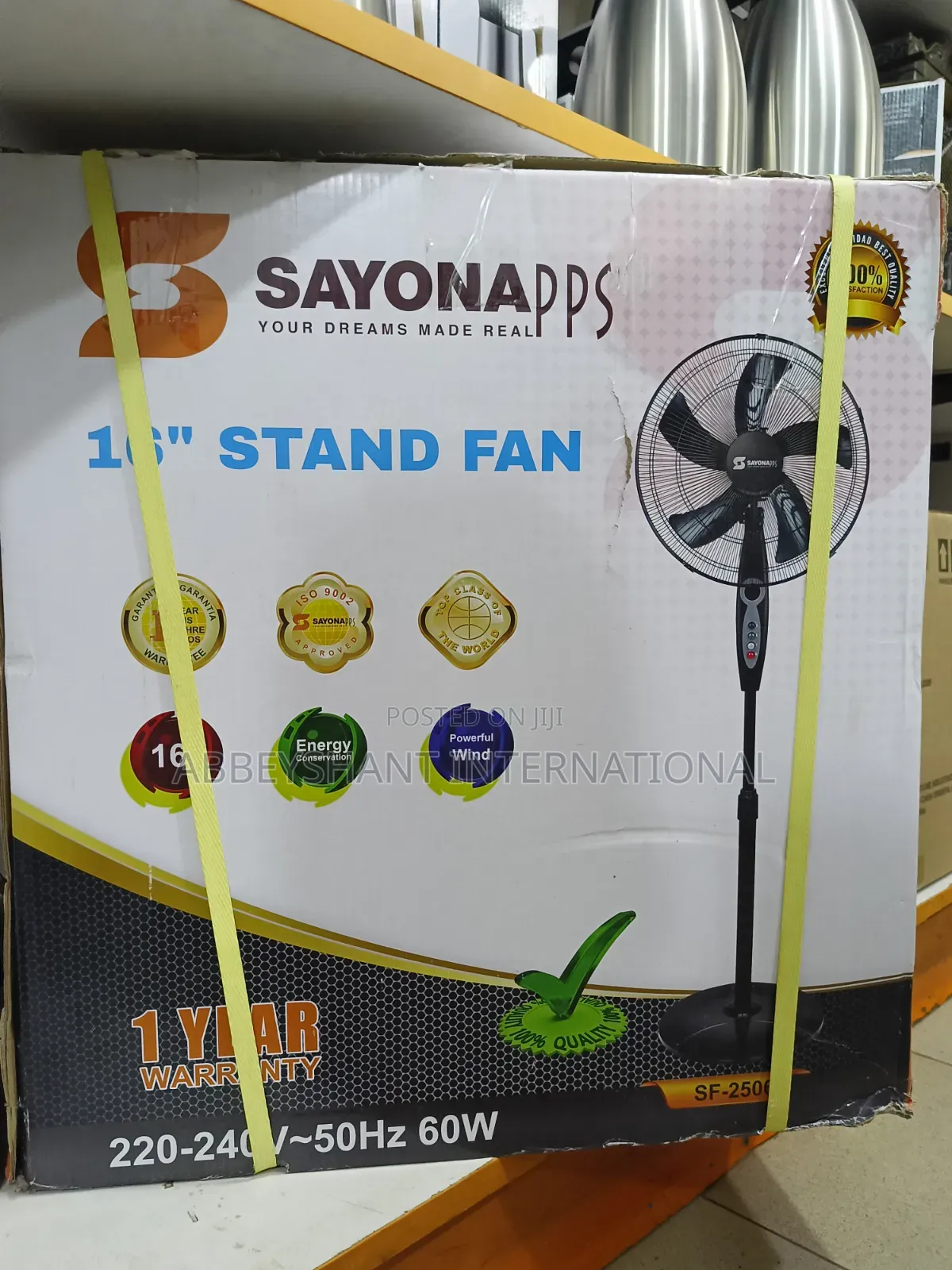 Sayona 16" Stand Fan (Model Sf-2500) Robust Base Stand Fan