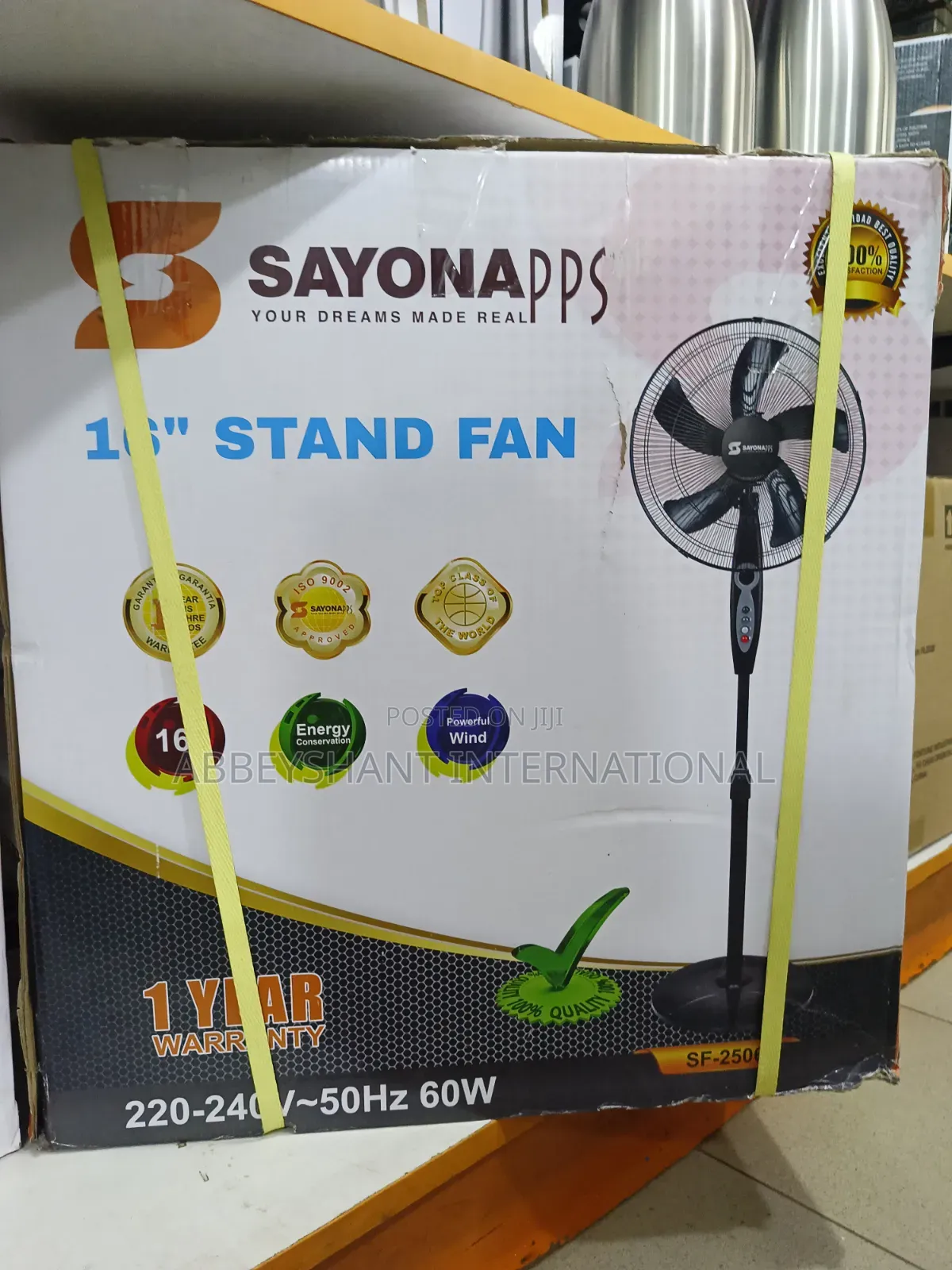 Sayona 16" Stand Fan (Model Sf-2500) Robust Base Stand Fan