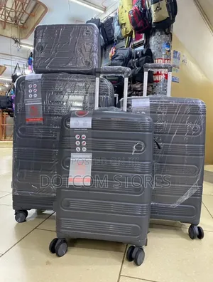 4-Piece Rubberized Hardshell Travel Suitcase Set
