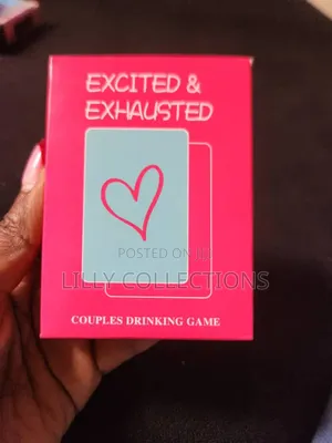 Excited and Exhausted Couple Drinking Cards