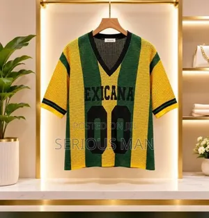 Sporty Knit v-Neck Jersey Top