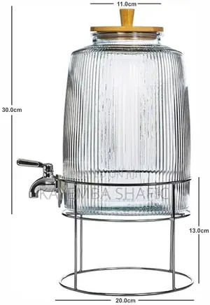 Elegant 6l Ribbed Glass Beverage Dispenser With Stand