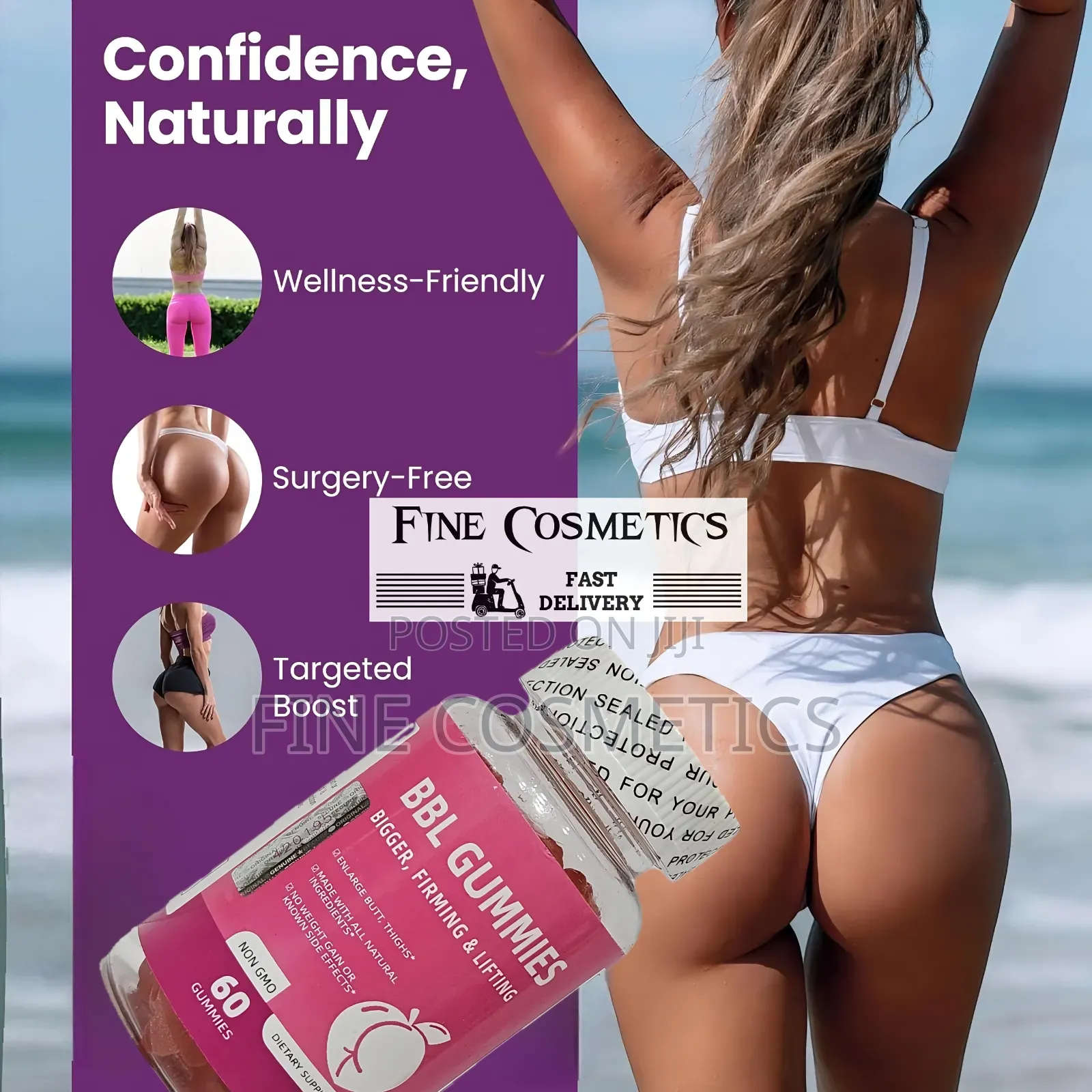 BBL Buttocks Enlargement Gummies Hip/Curvy Figure Shape Up Butt Boost