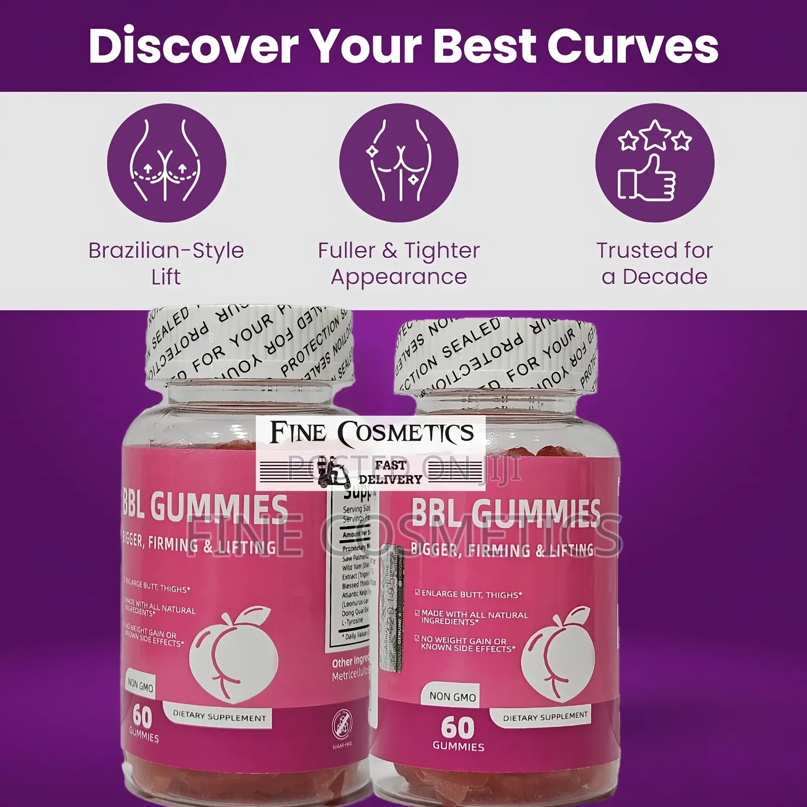BBL Buttocks Enlargement Gummies Hip/Curvy Figure Shape Up Butt Boost