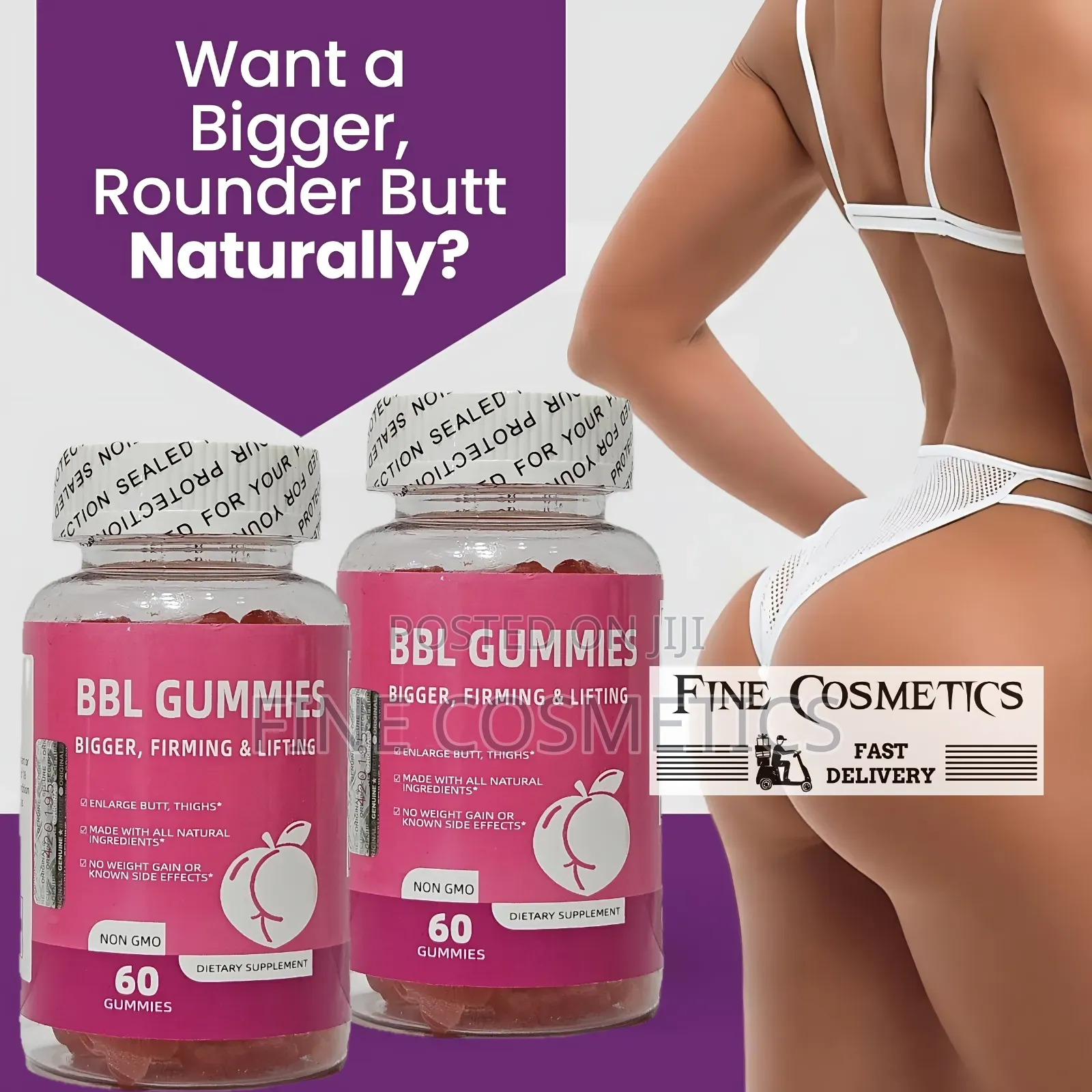 BBL Buttocks Enlargement Gummies Hip/Curvy Figure Shape Up Butt Boost
