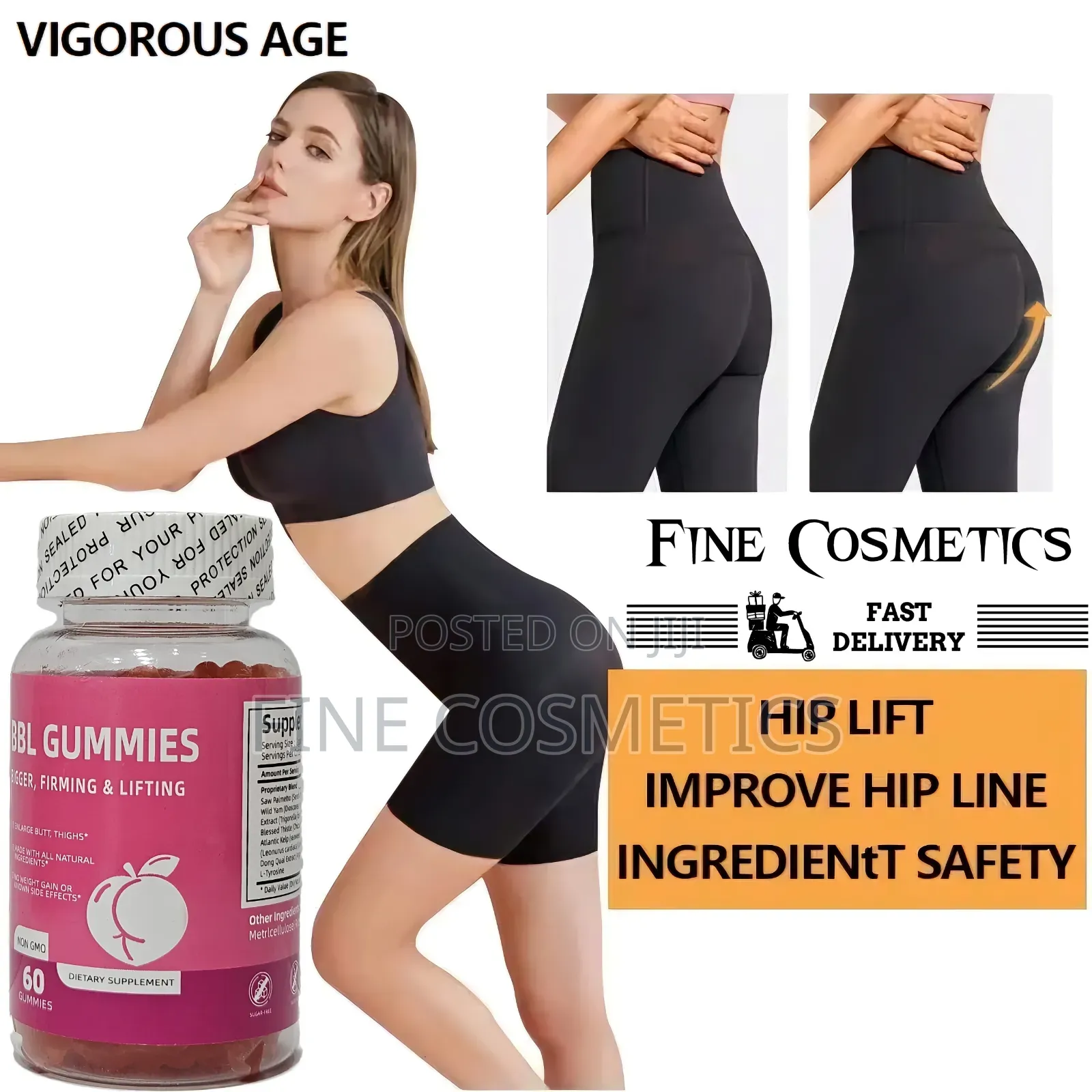 BBL Buttocks Enlargement Gummies Hip/Curvy Figure Shape Up Butt Boost