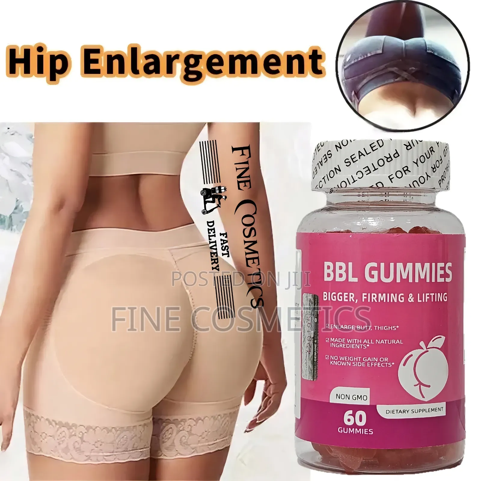 BBL Buttocks Enlargement Gummies Hip/Curvy Figure Shape Up Butt Boost