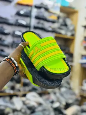 Vibrant Neon Green Adidas Platform Slides
