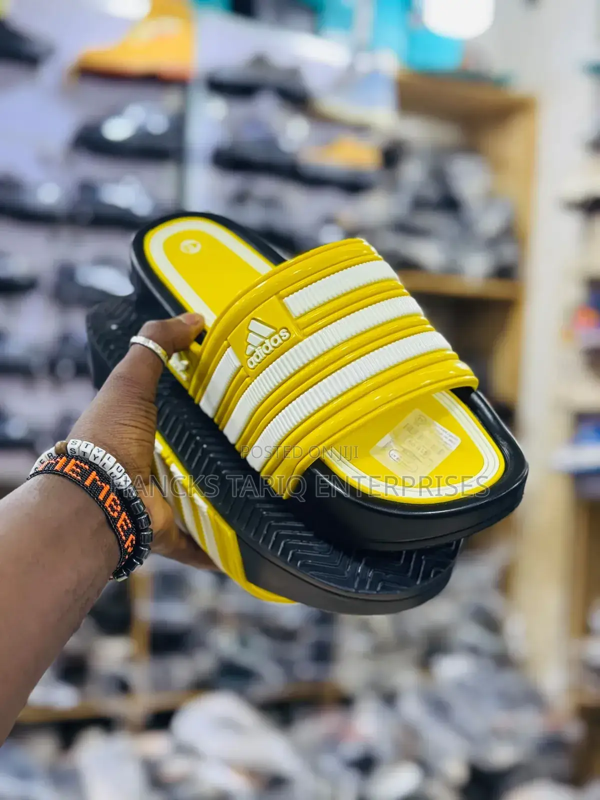Vibrant Neon Green Adidas Platform Slides