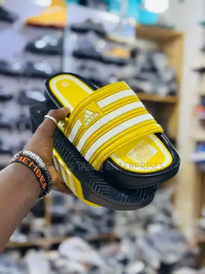 Vibrant Neon Green Adidas Platform Slides