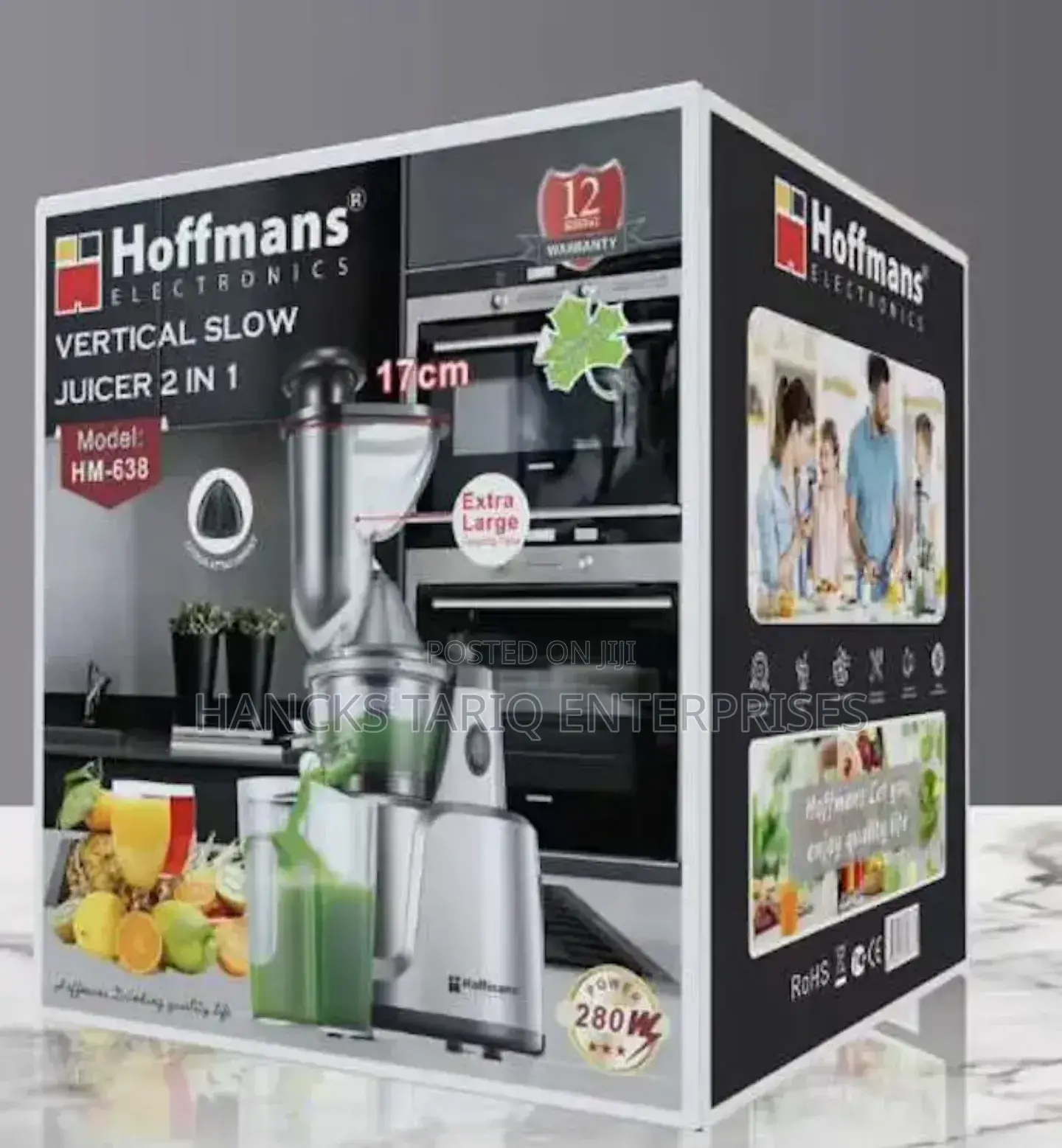 Hoffmans 2-in-1 Vertical Slow Juicer (Model Hm-638) – 280w
