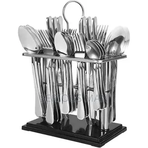 Genetic 25-Pc Cutlery Set With Holder- Silver