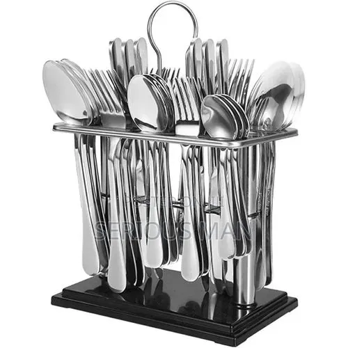 Genetic 25-Pc Cutlery Set With Holder- Silver