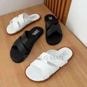 Zara Flat Criss-Cross Leather Slider Sandals