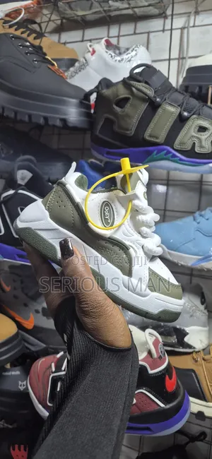 Chunky Olive Green and White Kid's Sneaker