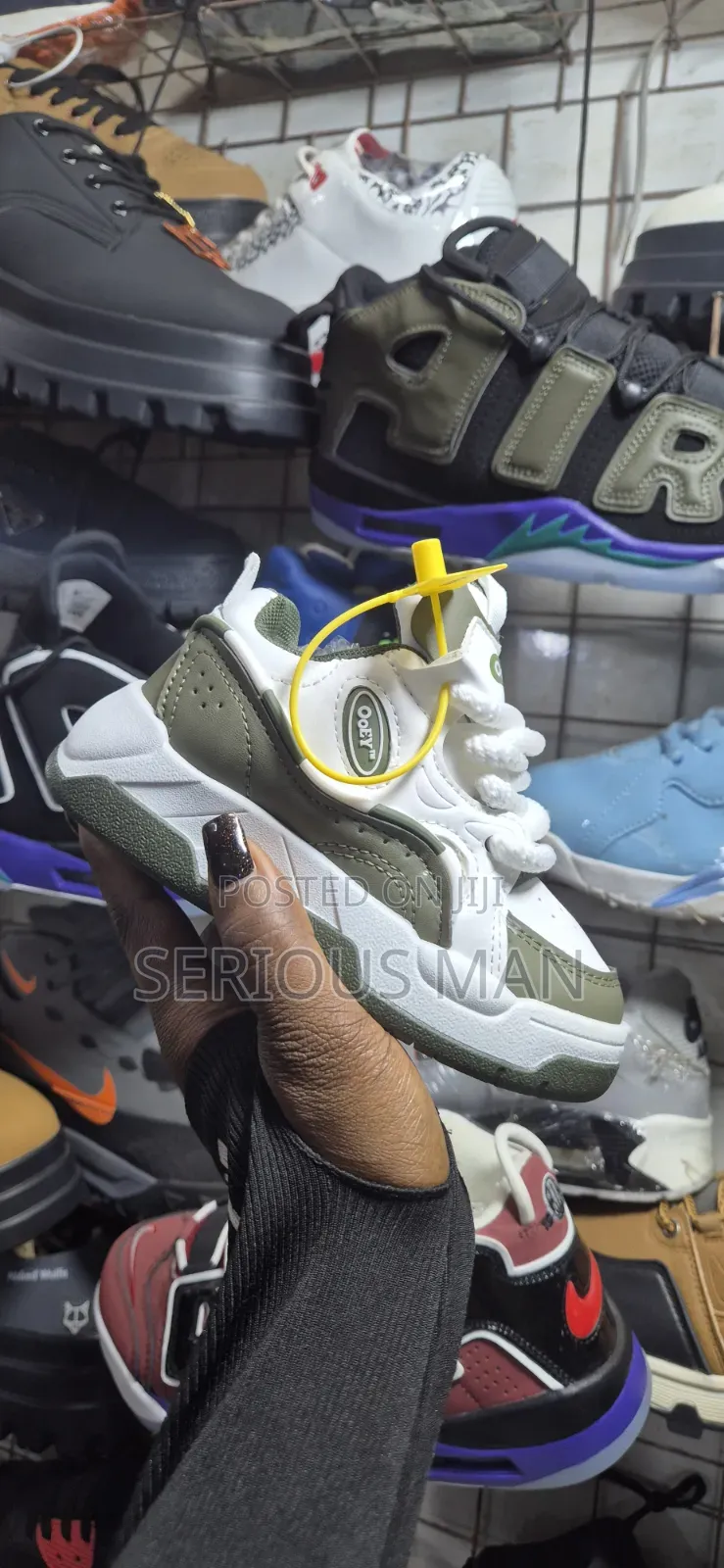 Chunky Olive Green and White Kid's Sneaker