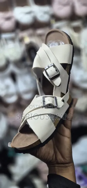Cream-Colored, Multi-Strap Casual Sandal