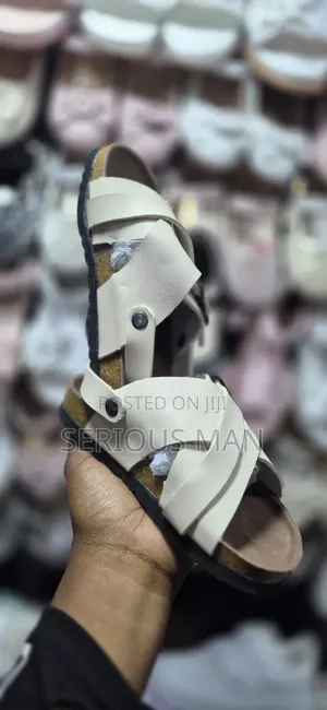 Cream-Colored, Multi-Strap Casual Sandal