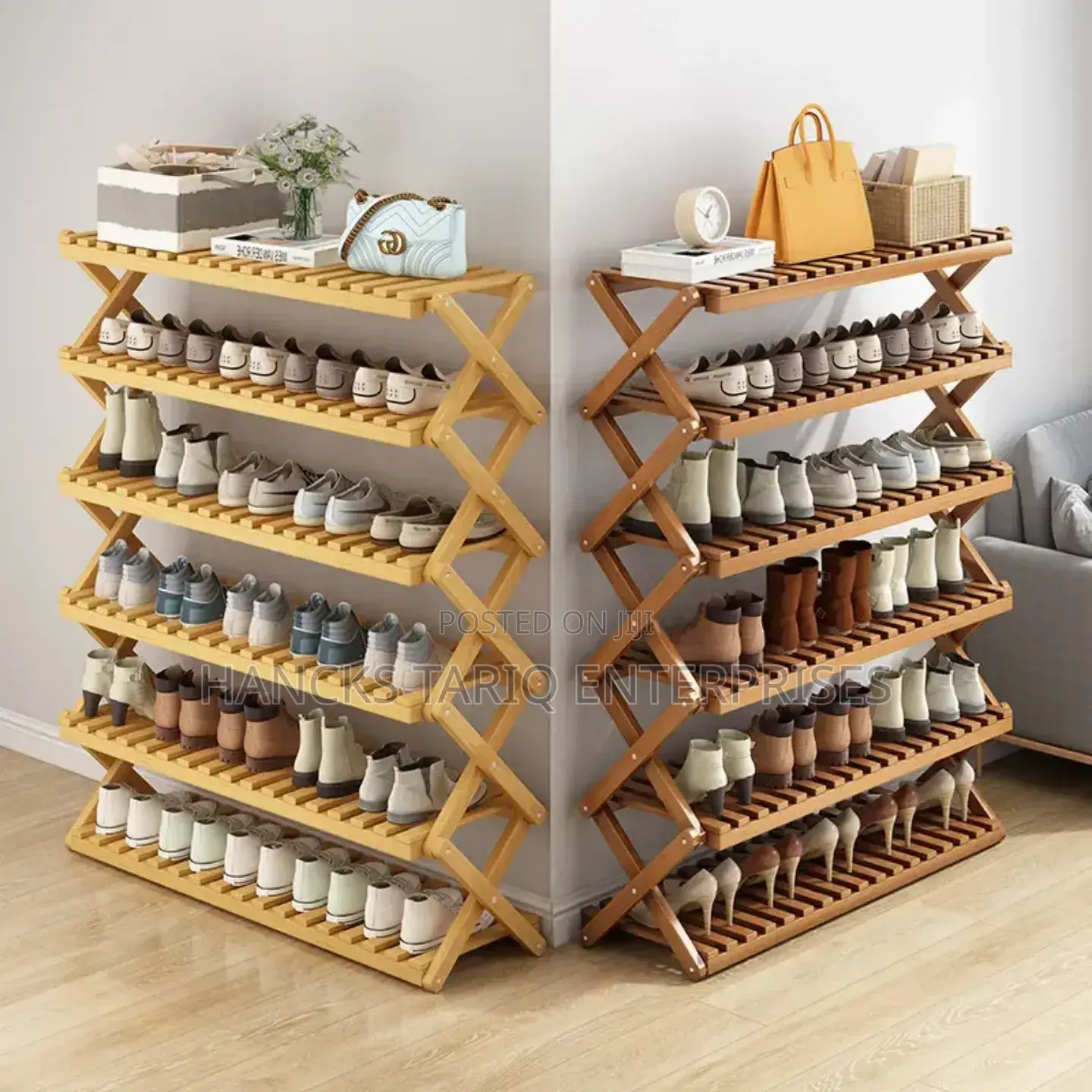 Foldable Bamboo Shoe Rack – 6-Tier Large Capacity Storage Organizer