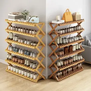 Foldable Bamboo Shoe Rack – 6-Tier Large Capacity Storage Organizer
