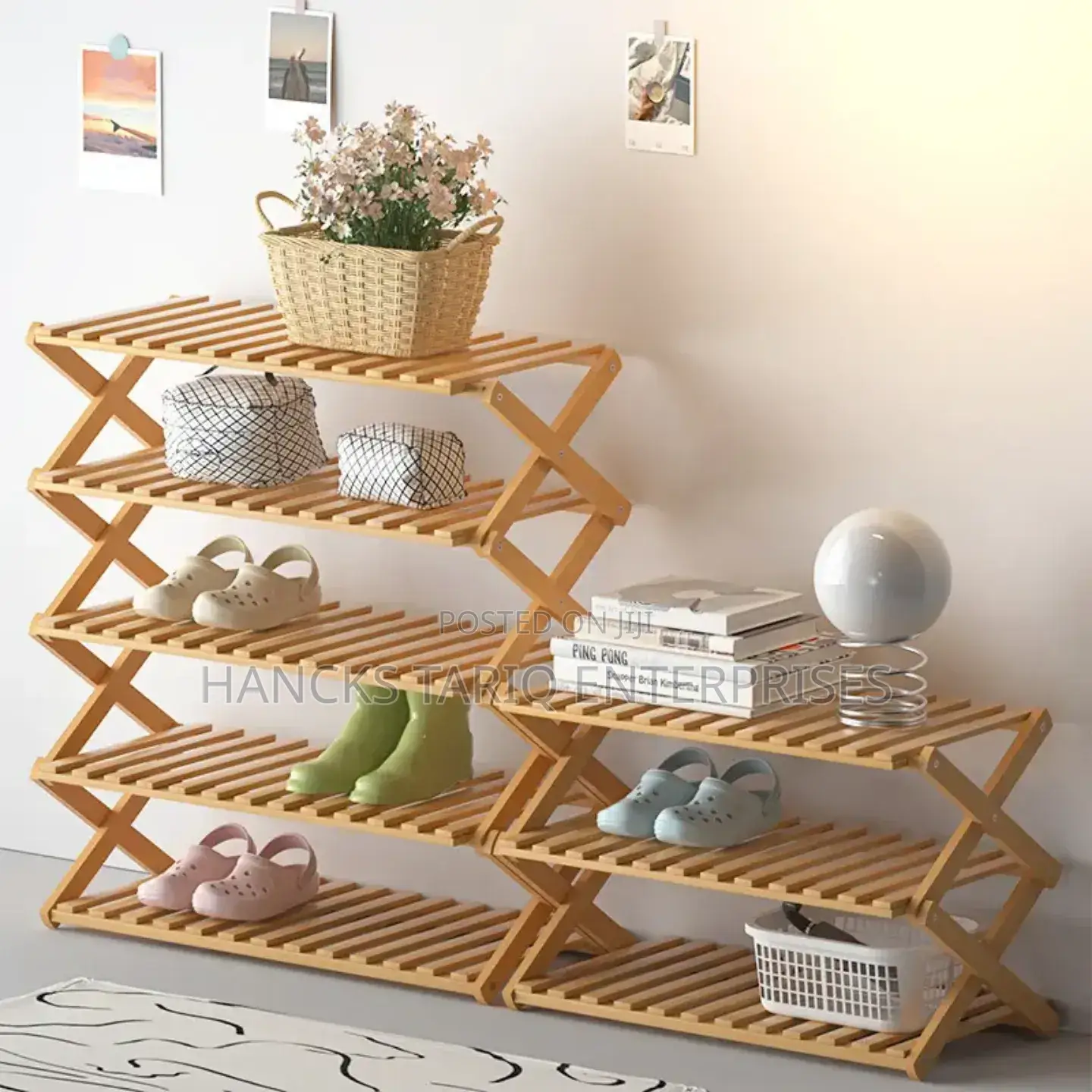 Foldable Bamboo Shoe Rack – 6-Tier Large Capacity Storage Organizer