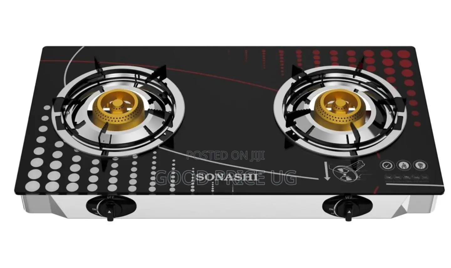Sonashi Double Burner Stove Features 7mm Toughened Safety Glass Top