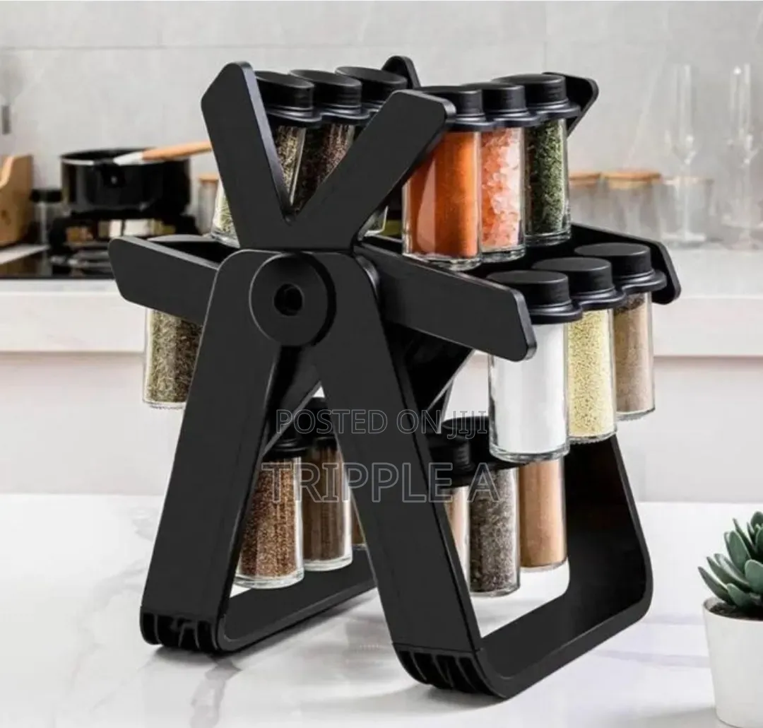 Rotating Spice Rack Organizer With 18 Glass Spice Jar