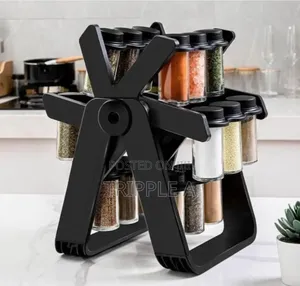 Rotating Spice Rack Organizer With 18 Glass Spice Jar
