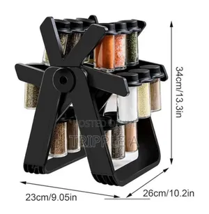Rotating Spice Rack Organizer With 18 Glass Spice Jar
