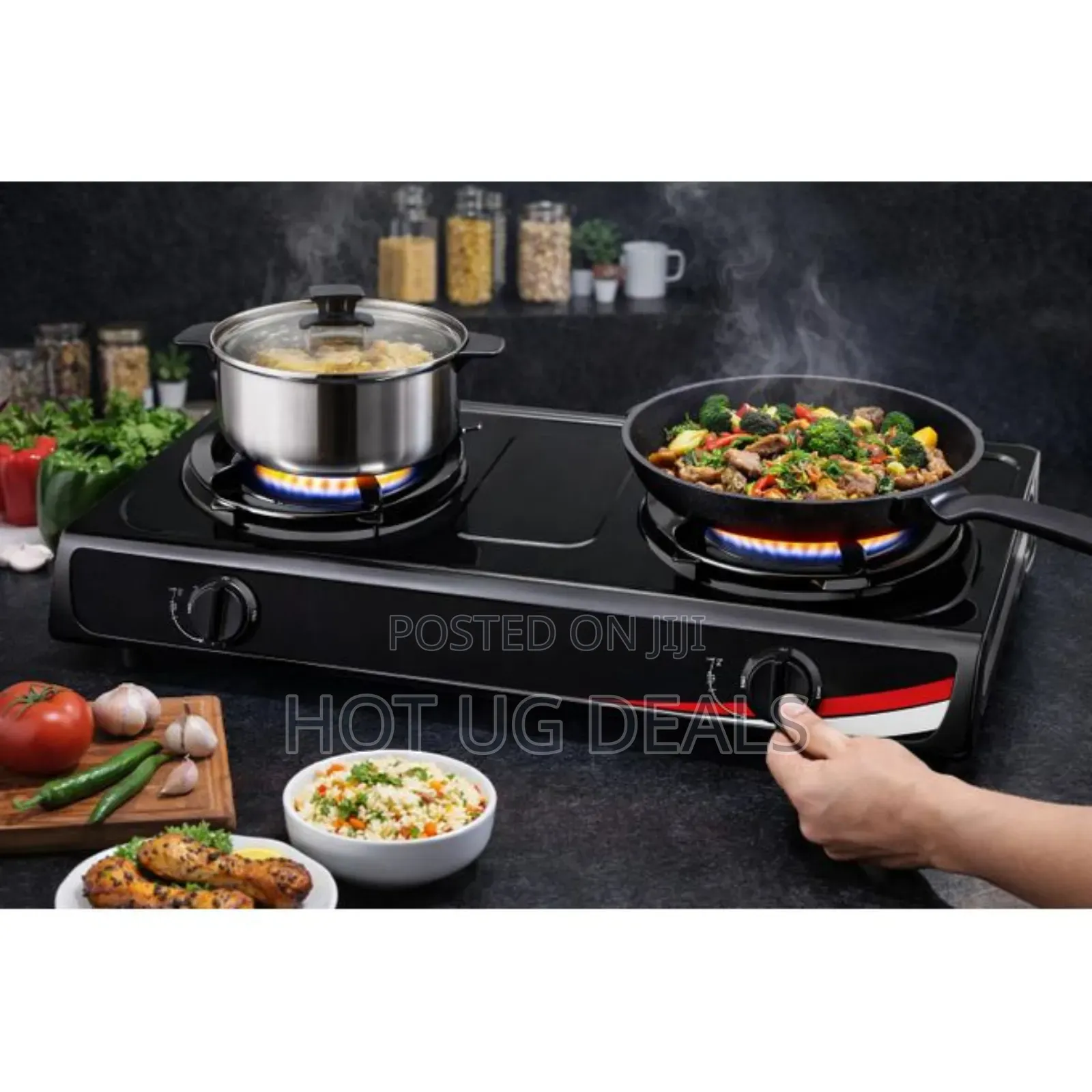 Double Burner Gas Stove – Fast Efficient Cooking- Black