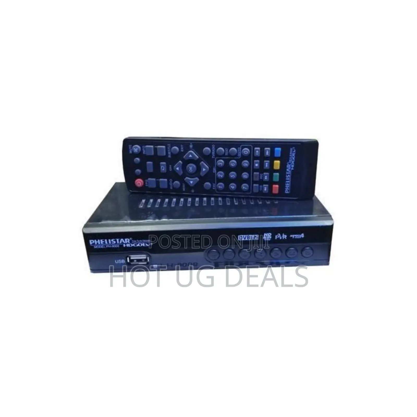 Phelistar Package of Fta Decoder+ Antenna+Free Tv Guard-Silver/Black