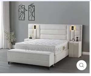 White and Cream Bed, 5*6, Ottoman and Bedsides
