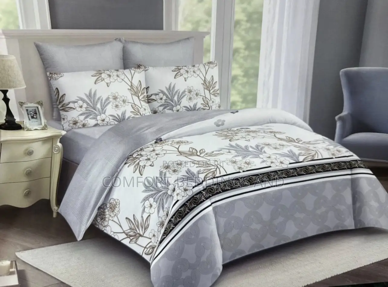 Fibre Bedcover Set Leafy Grey 5*6