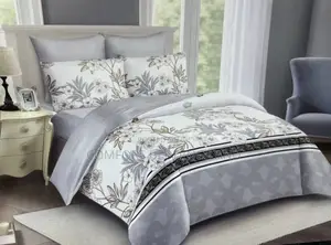 Fibre Bedcover Set Leafy Grey 5*6