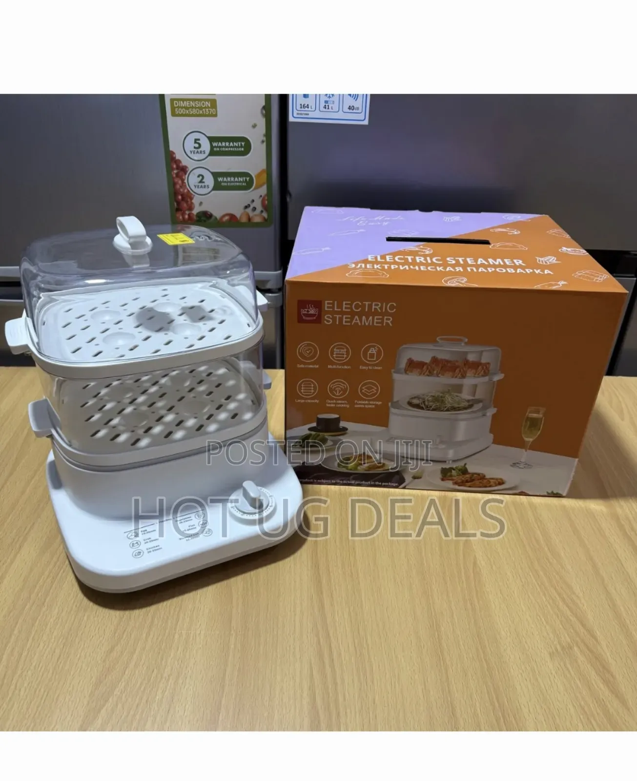 2 Tier Double Layer Electric Food Steamer- White