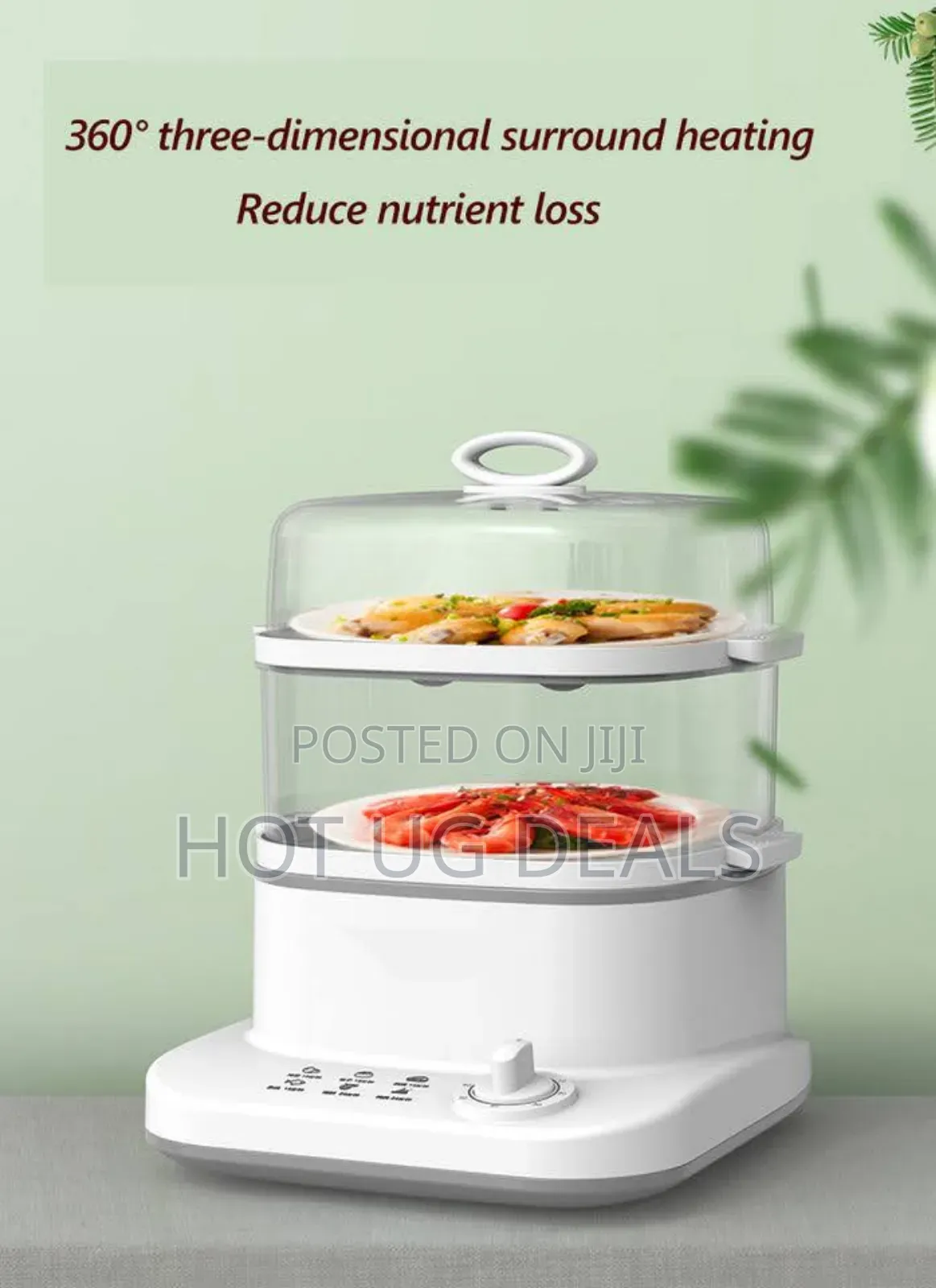 2 Tier Double Layer Electric Food Steamer- White