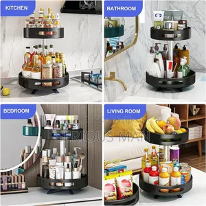 2-tier 360° Rotating Shelving Unit Designed For Kitchen