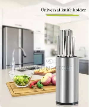 Silver Knife Block Holder Stainless Steel Slot Storage