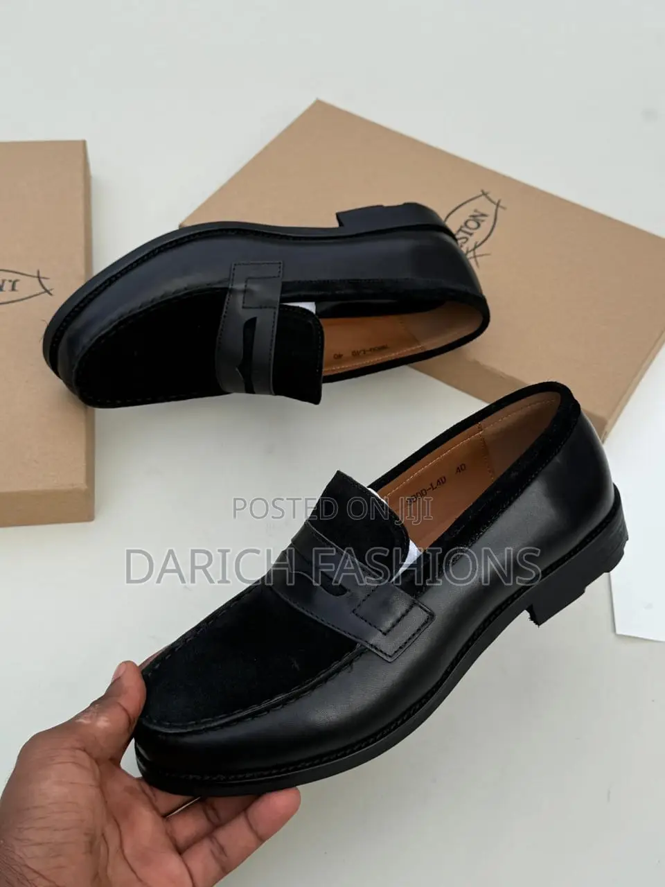 Black Leather and Suede Loafers