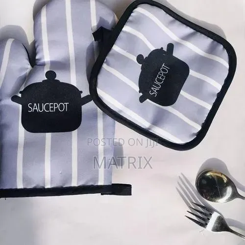 2pc Cotton Multi-Design Oven Mitt and Pot Holder