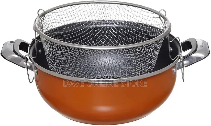 Non-Stick Stir Deep Mesh Fry Pan 28cm
