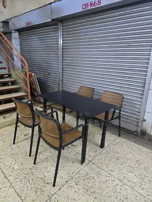 Delux Wooden Dining Foldable Table and Plastic Chairs Set
